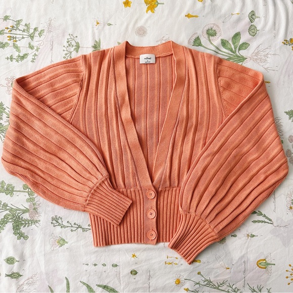 ARITZIA (WILFRED) - Plunge Front Cardigan (Sunfaded Coral) - Picture 1 of 4